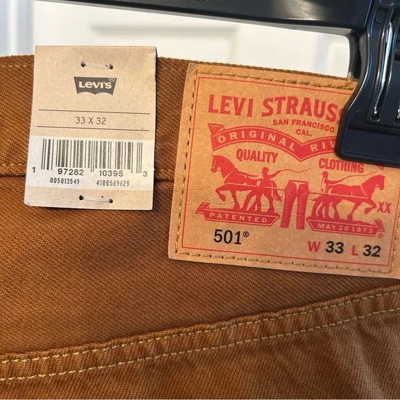 Levis 501 Jeans Original Button Fly Color Mustard Brown Size 36x32 or 33x32 🆕 - Picture 11 of 11